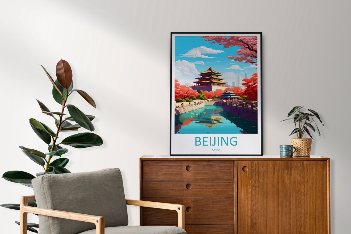 Beijing China Imperial Palace Cherry Blossom Canal Travel Poster - Image 2