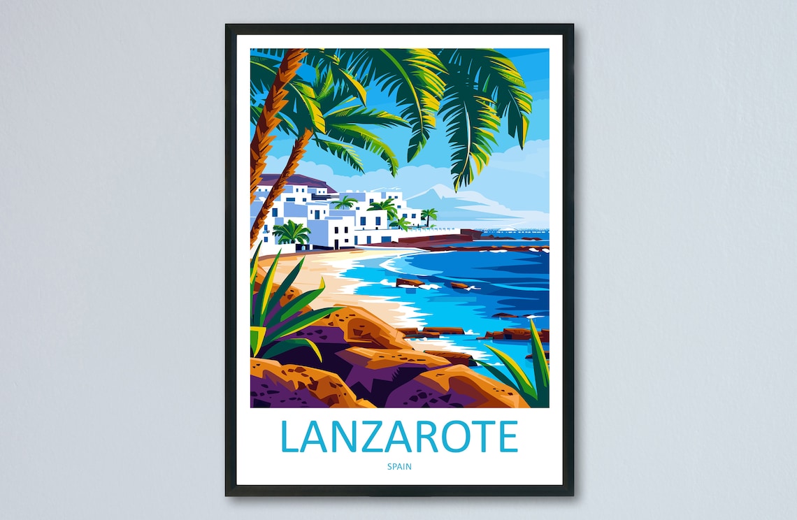 Lanzarote Travel Poster, Spain Place Art