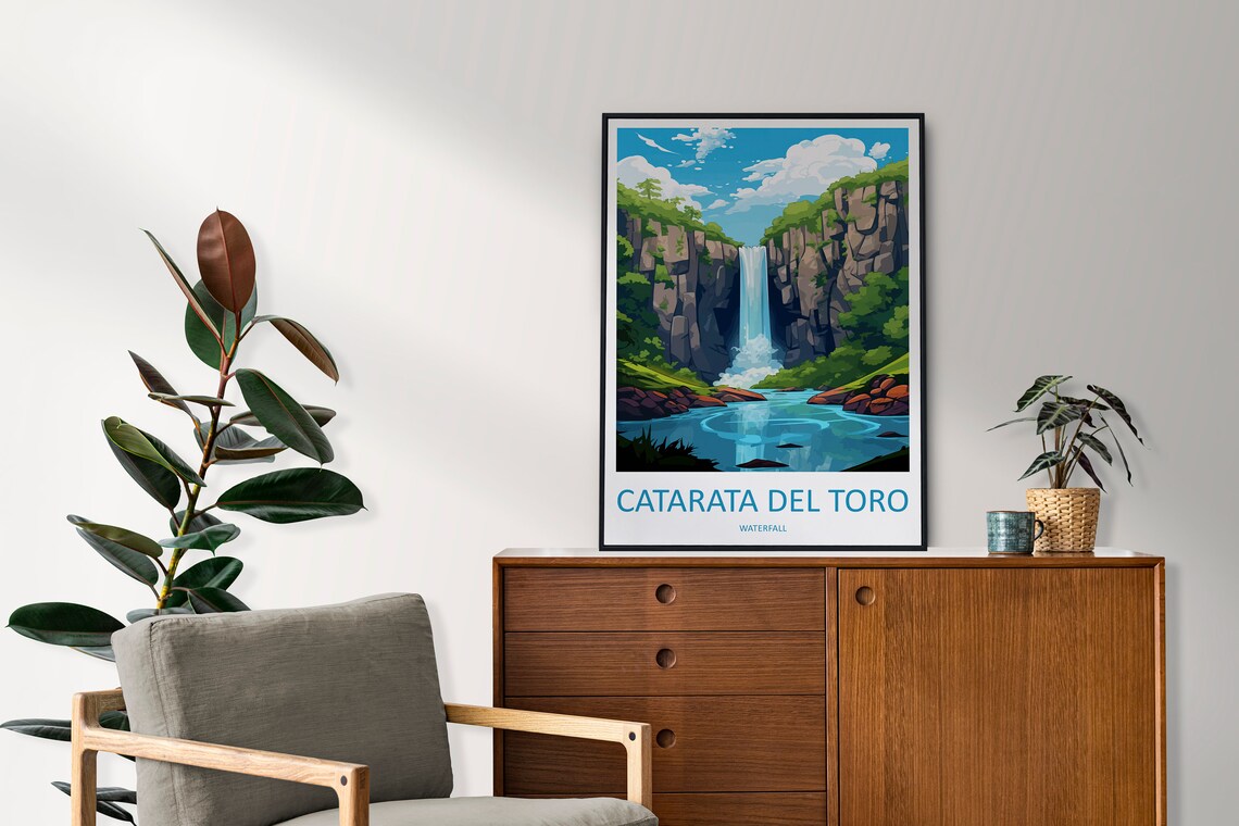 Catarata Del Toro Waterfall Costa Rica Canyon Gorge Cascade Travel Poster - Image 2
