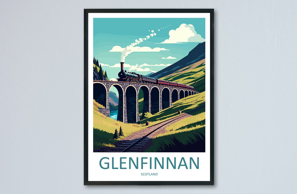 Glenfinnan Travel Poster, Scotland Art Print