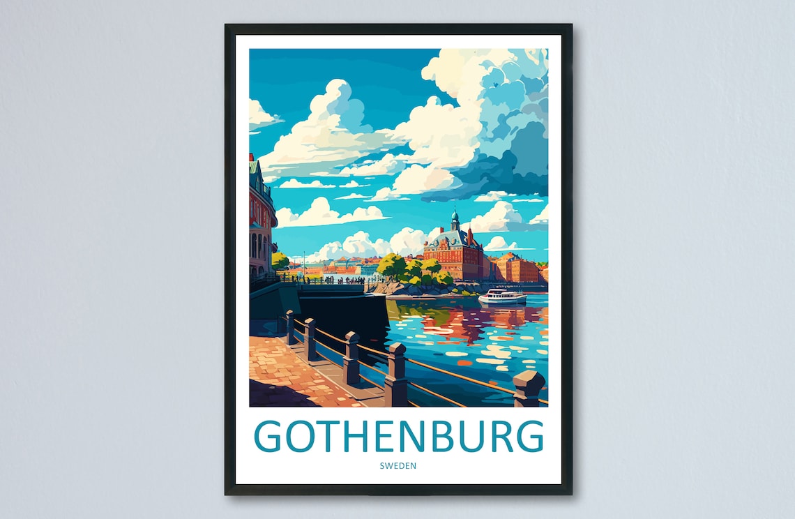 Gothenburg Travel Poster, Sweden Home Decor