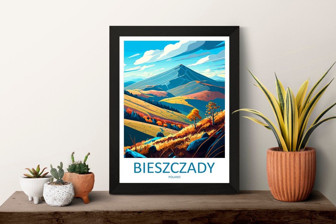 Bieszczady Poland Autumn Mountain Meadow Sunset Travel Poster - Image 3