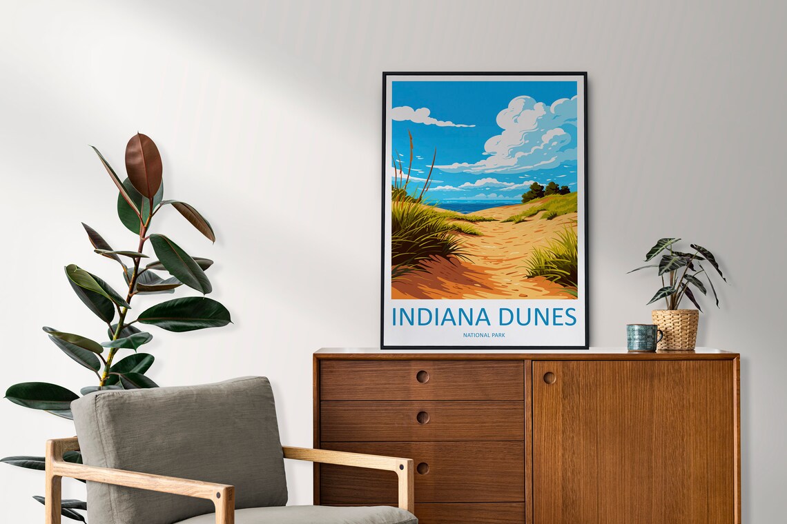 Indiana Dunes National Park Sand Dunes Illustrated Travel Poster - Image 2