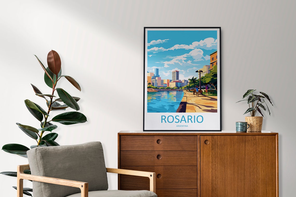 Rosario Travel Print Wall Art Rosario Wall Hanging Home Dcor Rosario Gift Art Lovers Argentina Art Lover Gift Rosario Argentina Wall Art - Image 2