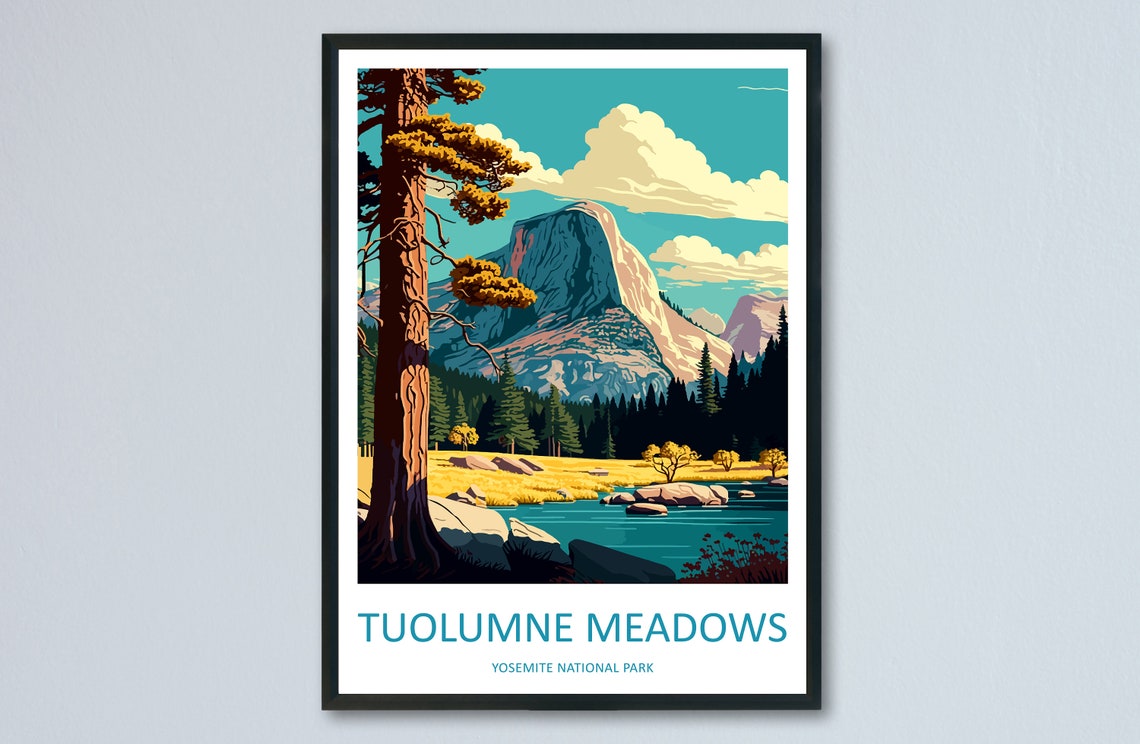 Yosemite Tuolumne Meadows Granite Dome River Pines Travel Poster