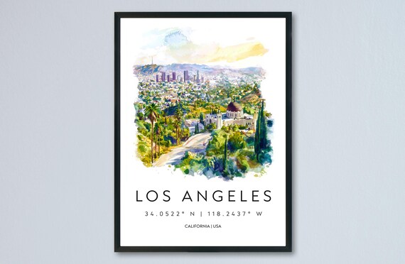Los Angeles California Observatory City View Watercolor Poster