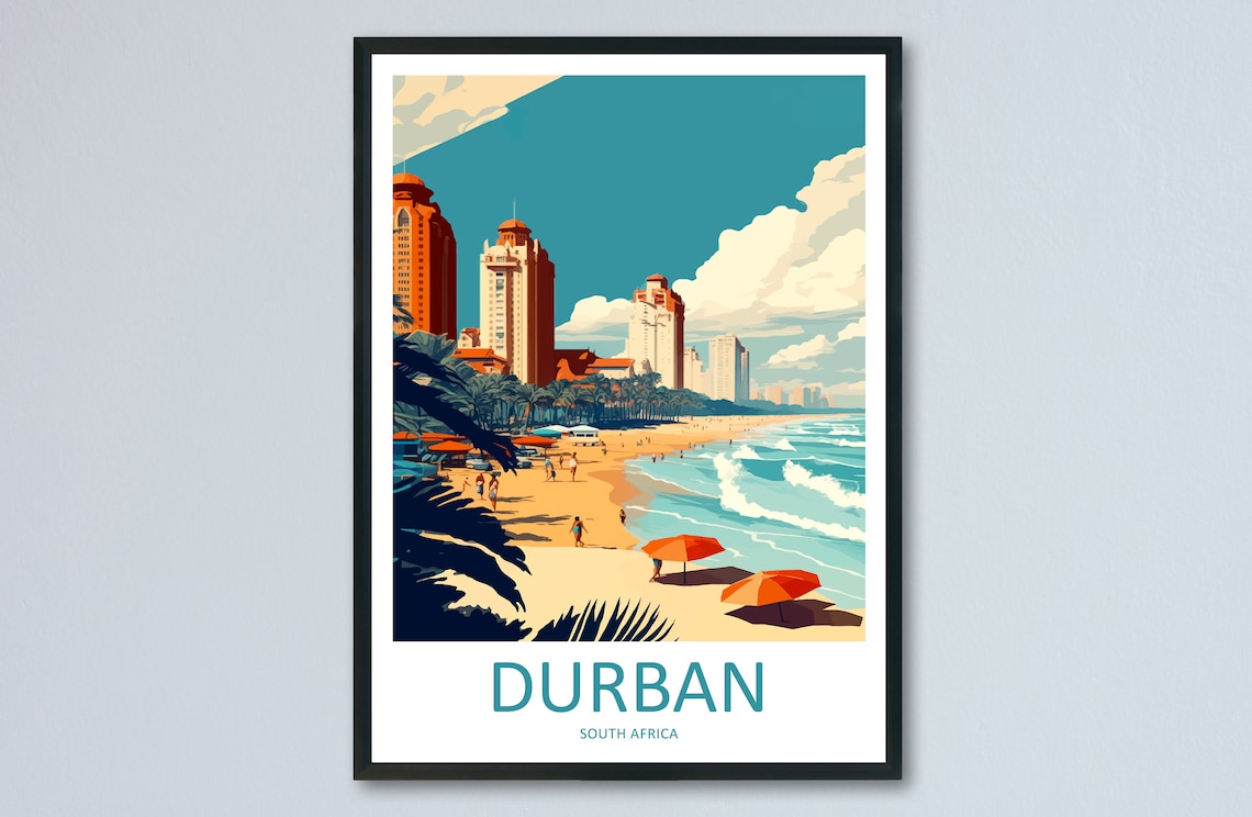 Durban Travel Poster, South Africa Art Print