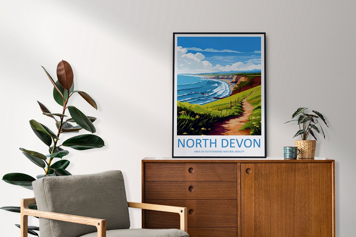 North Devon Travel Poster, AONB Wall Art - Image 2