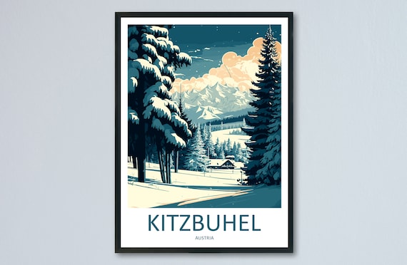 Kitzbuhel Ski Travel Poster, Austria Destination Print