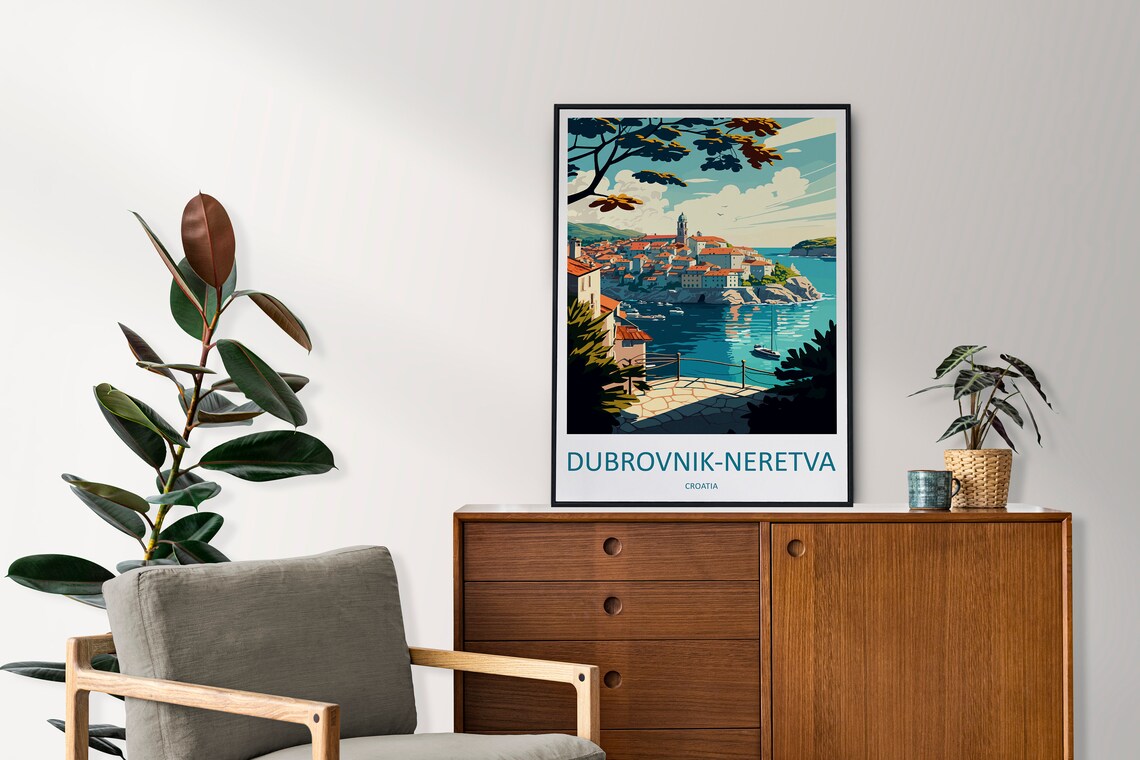 Dubrovnik Neretva Coastal Town Over the Sparkling Adriatic Poster - Image 2