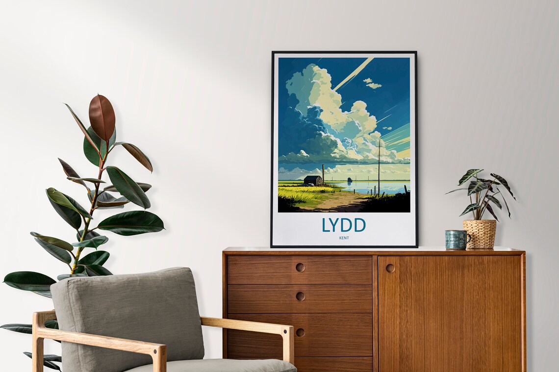 Lydd Kent England Marshlands Estuary Scenic Sky Travel Poster - Image 2