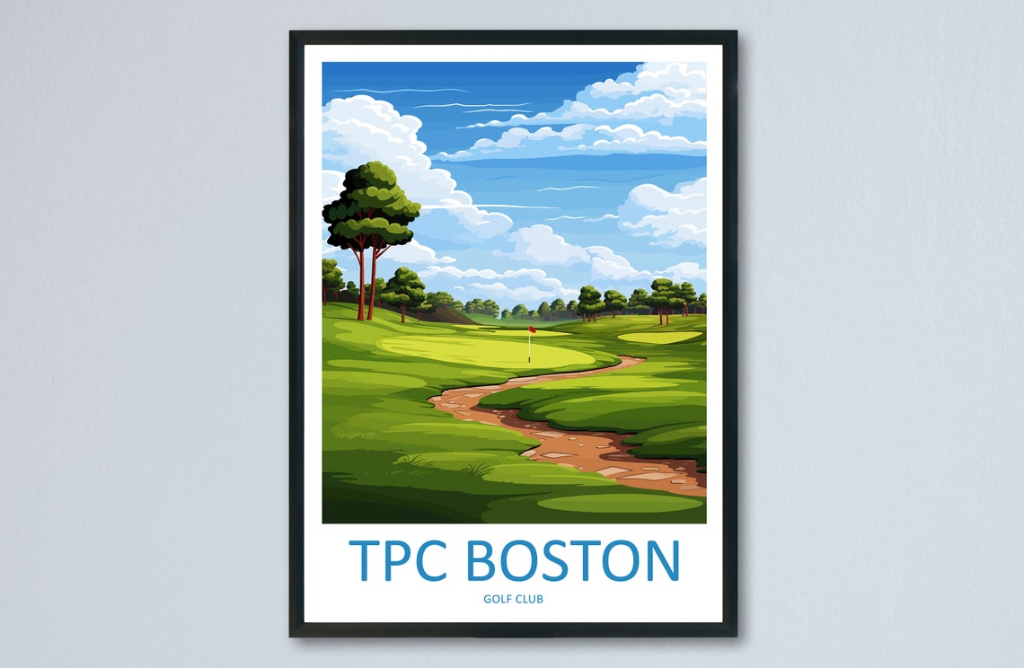 TPC Boston Golf Club Lush Fairway Red Flag Sunny Scene Poster