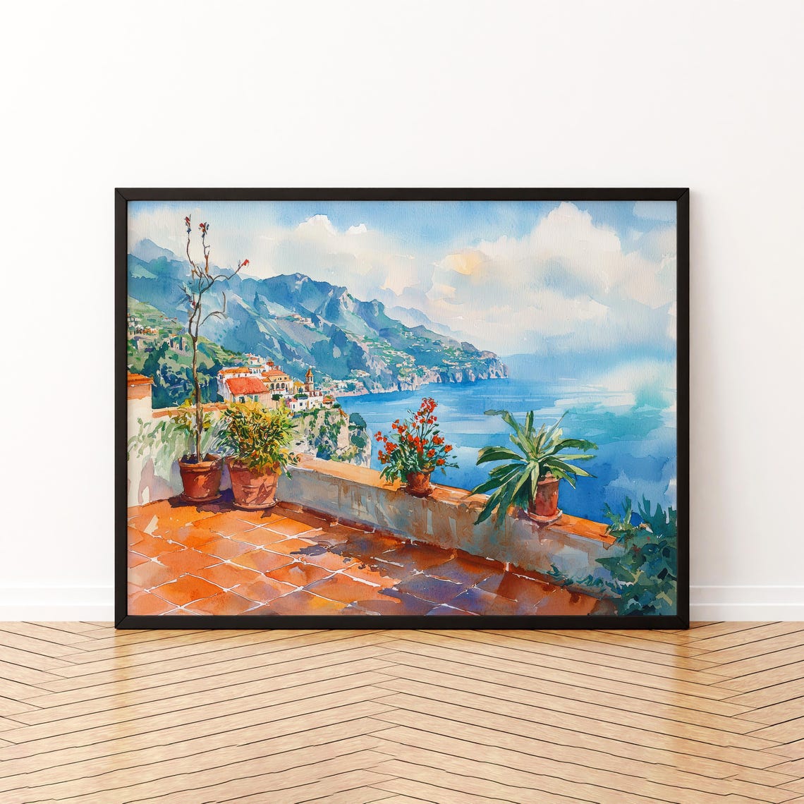 Ravello Watercolor Poster Landscape Wall Art Hanging Home Dcor Gift Lovers Italy