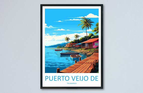Puerto Viejo de Talamanca Costa Rica Beach Dock Boats Travel Poster