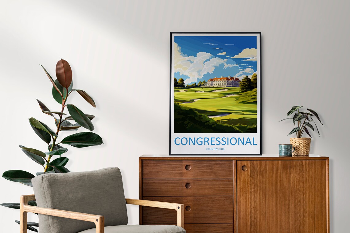 Congressional Country Club Golf Course Sunny Travel Art Poster - Image 2