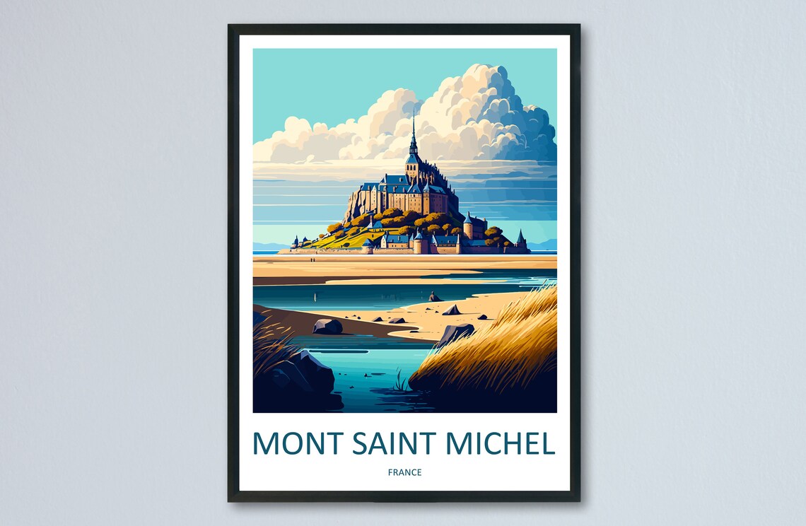 Mont Saint Michel Travel Poster, France Landmark