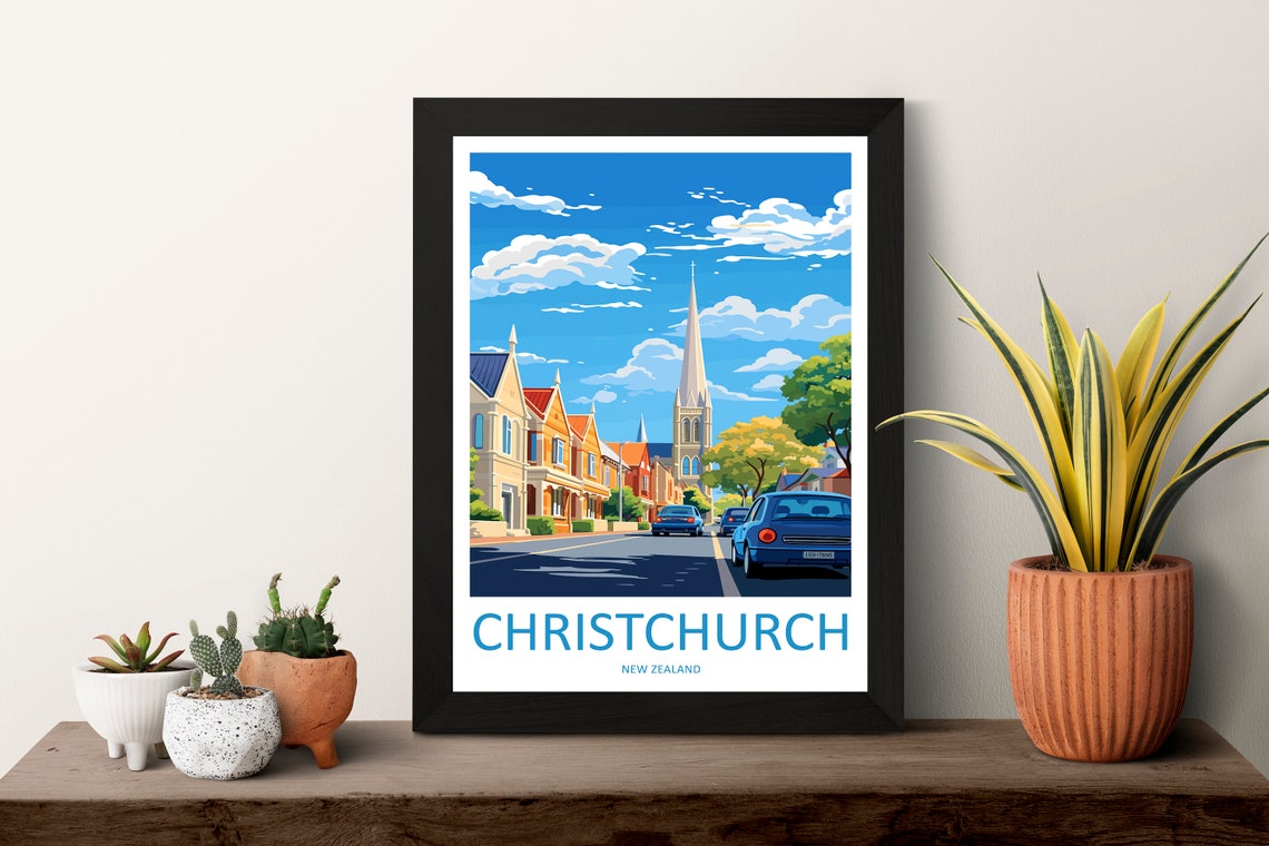 Christchurch Travel Print Wall Art Christchurch Wall Hanging Home Dcor Christchurch Gift Art Lovers New Zealand Art Lover Gift - Image 3