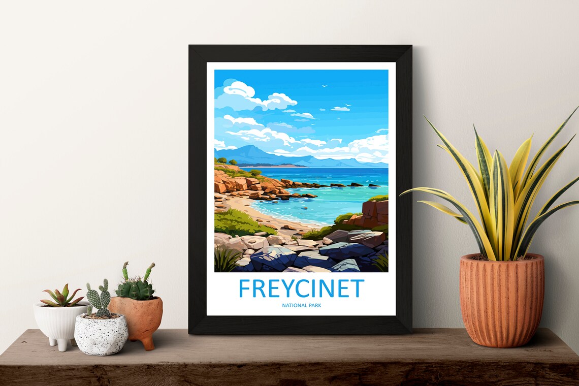 Freycinet National Park Tasmania Rocky Cove Coast Art Poster - Image 3