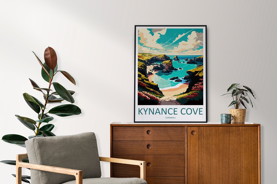 Kynance Cove Travel Poster, England Landscape - Image 2