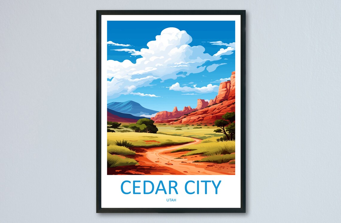 Cedar City Utah Warm Red Rock Valley Desert Trail Vista Poster
