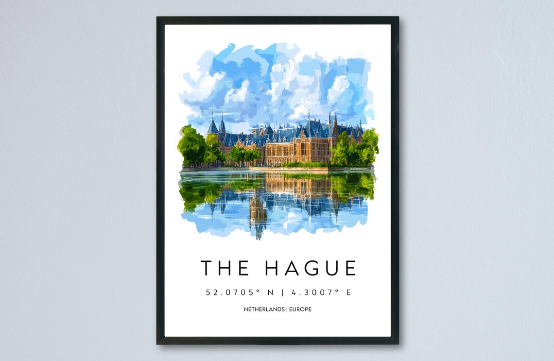 The Hague Netherlands Binnenhof Palace Watercolor Art Poster