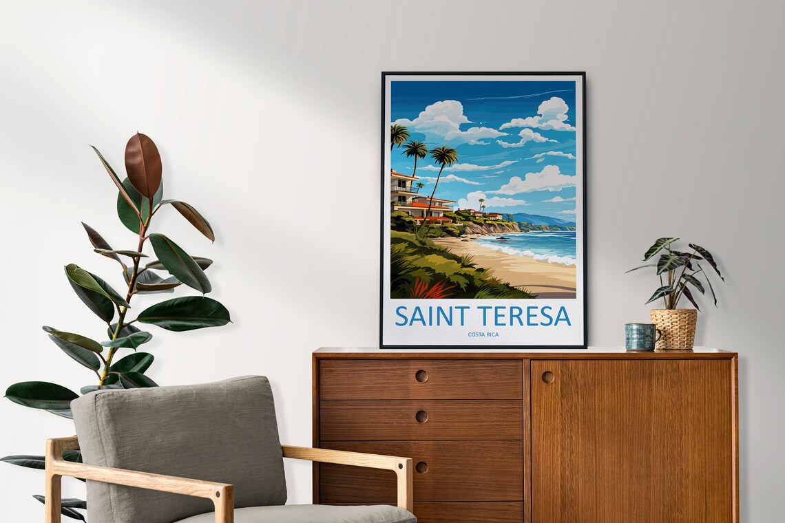 Saint Teresa Costa Rica Cliffside Beach Resort Tropical Travel Poster - Image 2