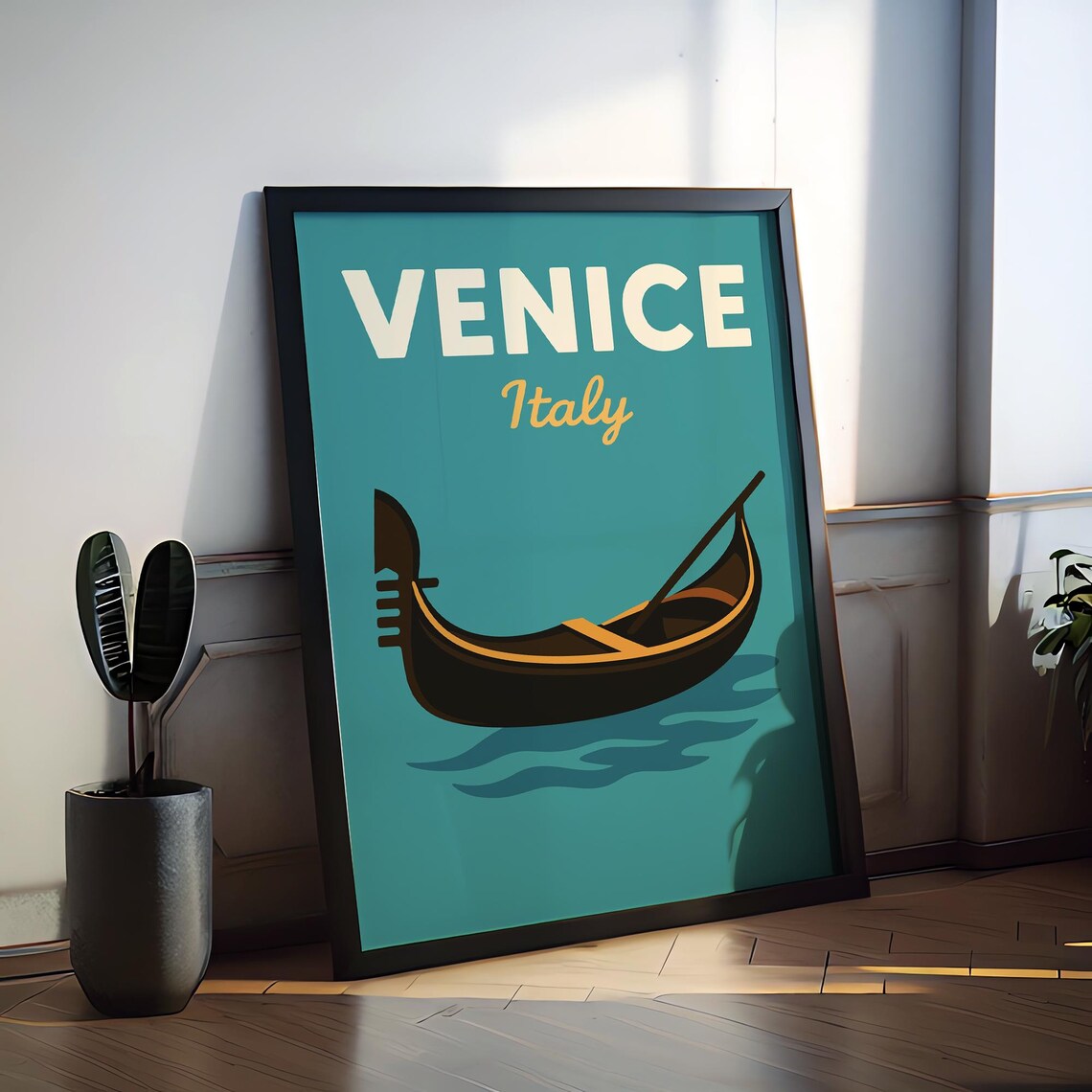 Venice Italy Classic Gondola Canal Boats Retro Vintage Travel Poster