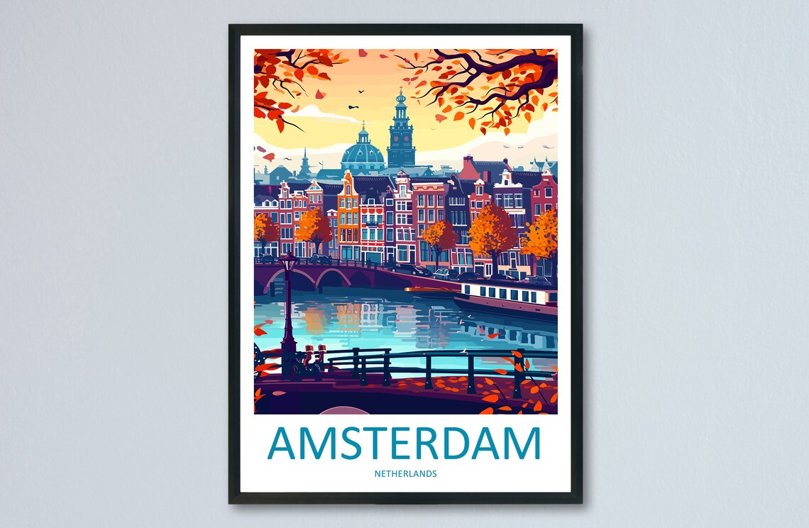 Amsterdam Travel Print, Netherlands Wall Art