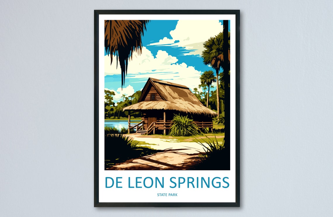 De Leon Springs State Park Florida Sunshine Retro Travel Poster