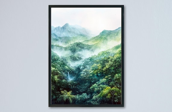 Costa Rica Watercolor Poster Travel Print Rainforest Wall Art Painting Tropical Nature Decor