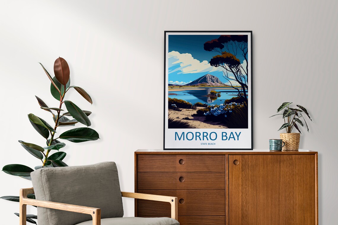 Morro Bay State Beach Travel Poster, California Coast - Image 2