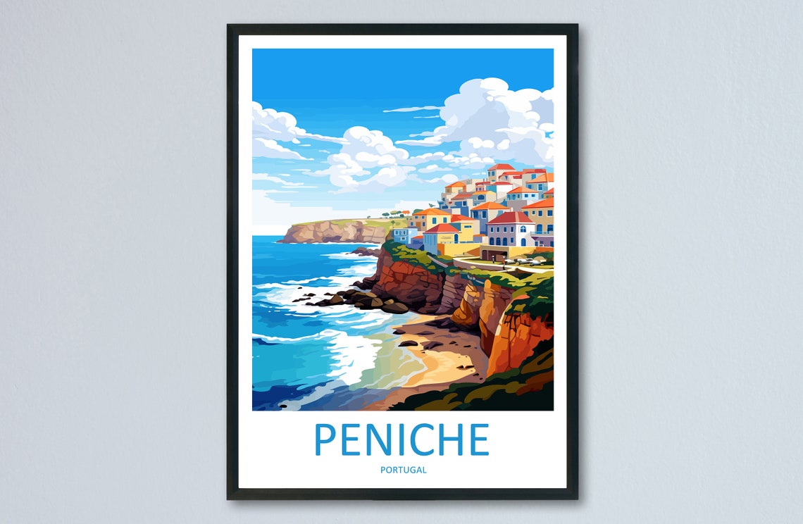 Peniche Portugal Cliffs Coast Fishing Town Waves Travel Poster