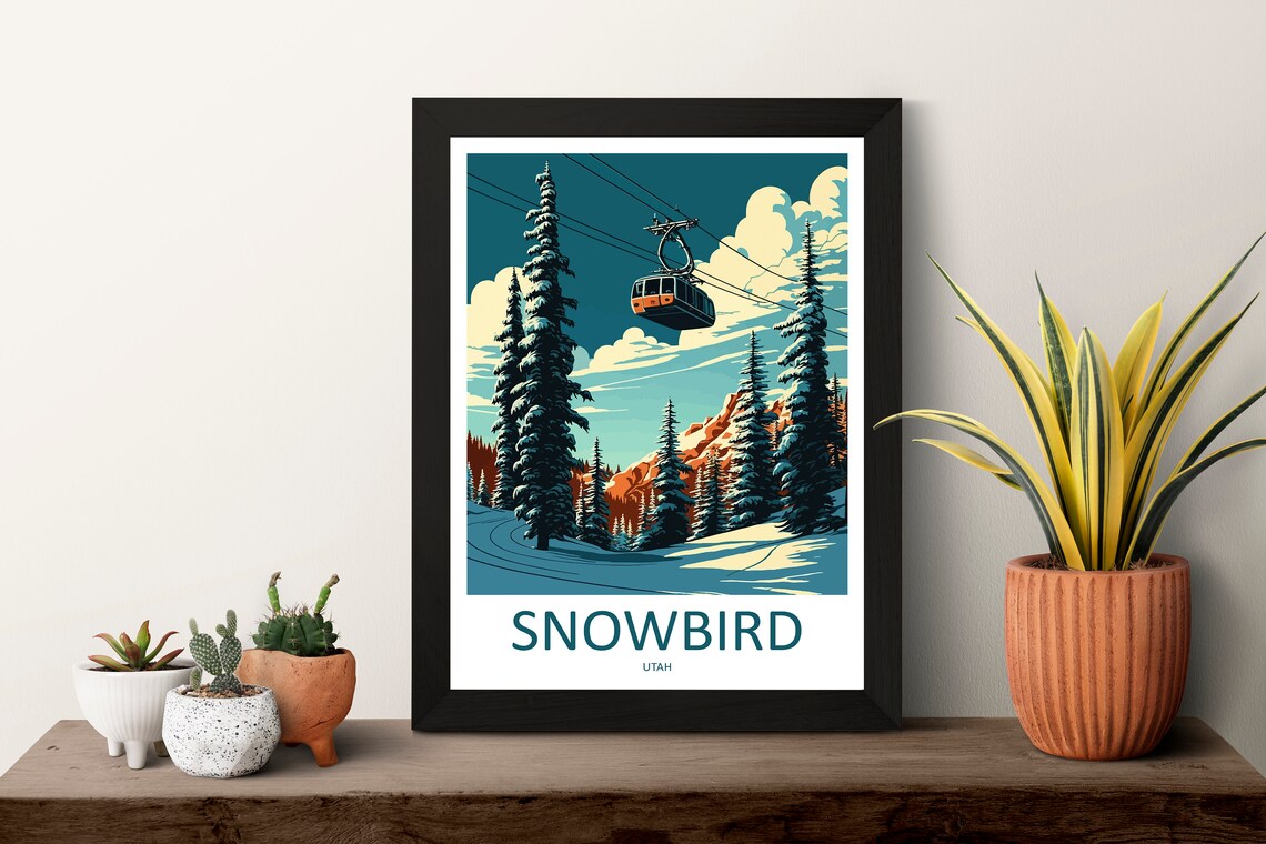 Snowbird Travel Poster, Skiing Art for Home Decor - Image 3