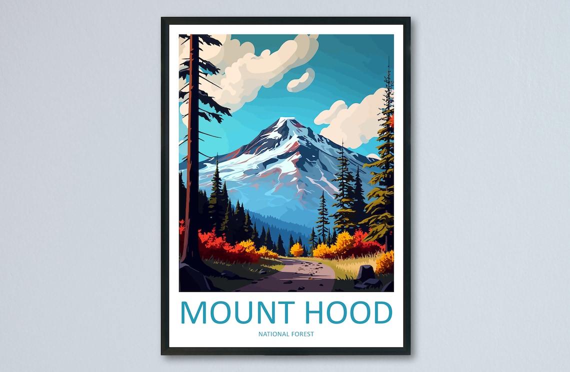 Mount Hood National Forest Travel Poster, Landscape