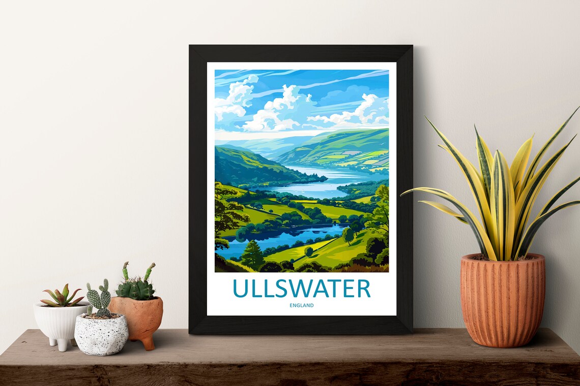 Ullswater Lake District Fells England Green Valley Travel Poster - Image 3