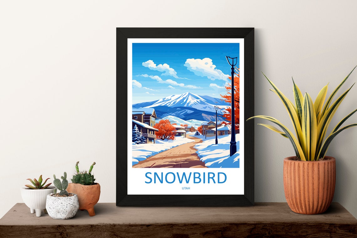 Snowbird Utah Cozy Winter Village Snowy Lane Lodges Scene Poster - Image 3