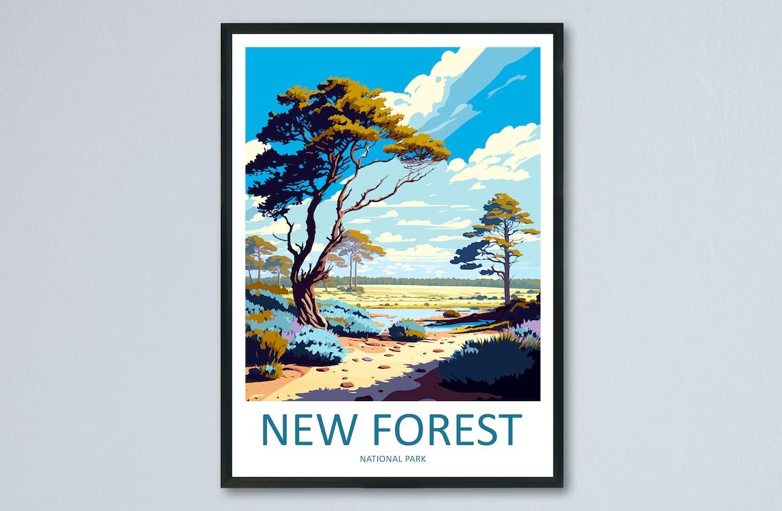 New Forest Travel Poster, National Park Home Decor