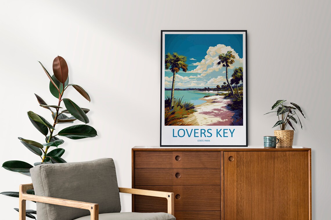 Lovers Key State Park Palm Beach Florida Coast Travel Poster - Image 2