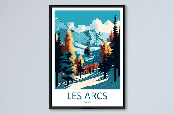 Les Arcs Travel Poster, Skiing Wall Art Print
