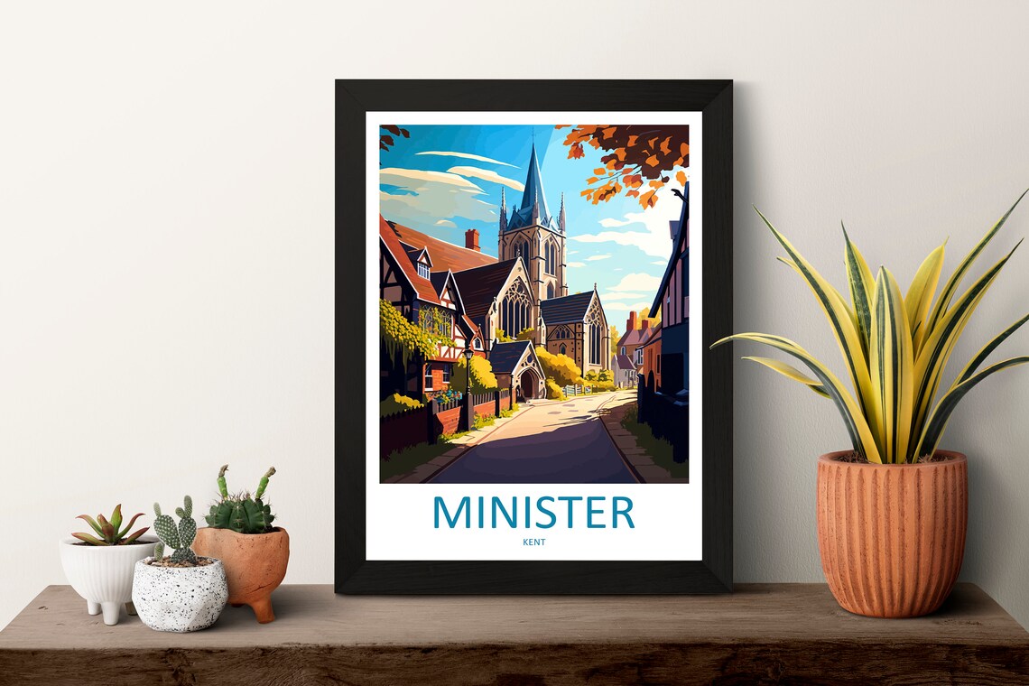 Minster Kent England Historic Church On A Sunny Village Street Poster - Image 3