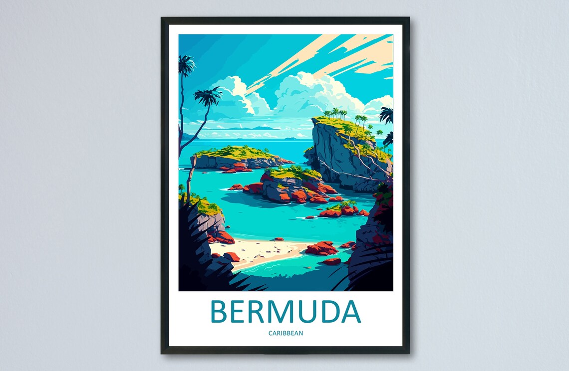 Bermuda Travel Poster, Caribbean Wall Art