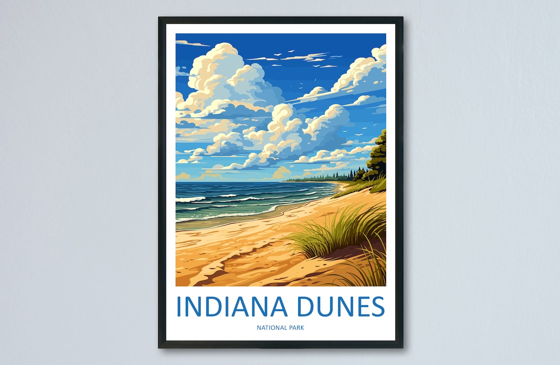 Indiana Dunes Travel Poster, National Park Art Print