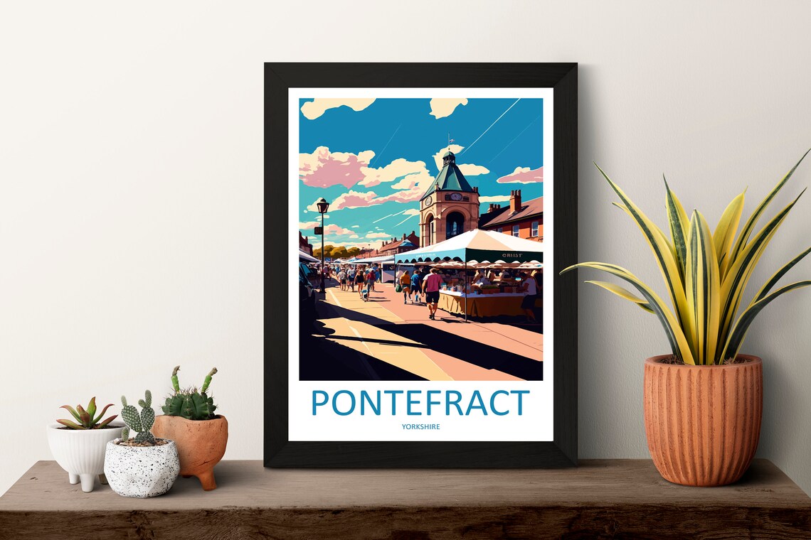 Pontefract Clock Tower Market Street Yorkshire Travel Poster - Image 3