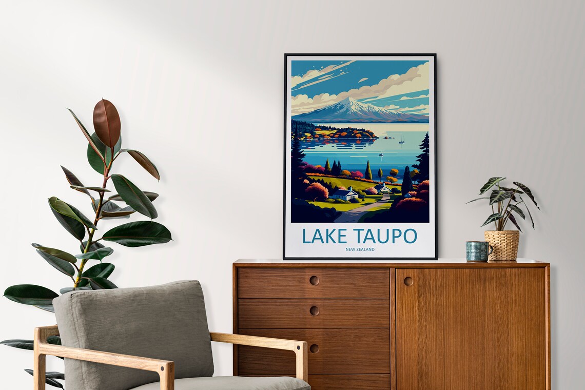 Lake Taupo Gift Art Lovers Travel Poster - Image 2