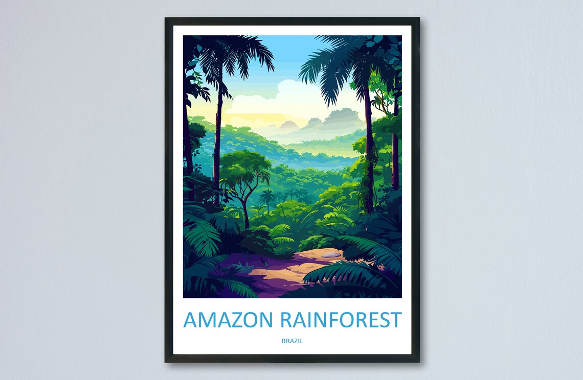 Amazon Rainforest Travel Poster, Place-Inspired Wall Art
