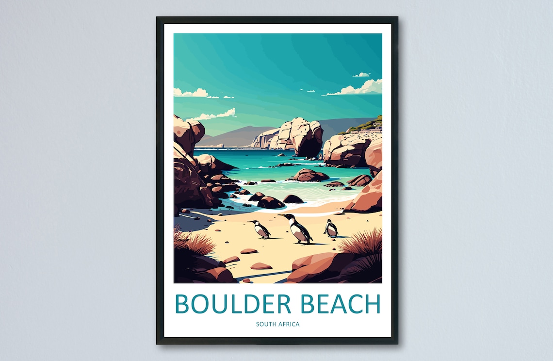 Boulder Beach Travel Poster, South Africa