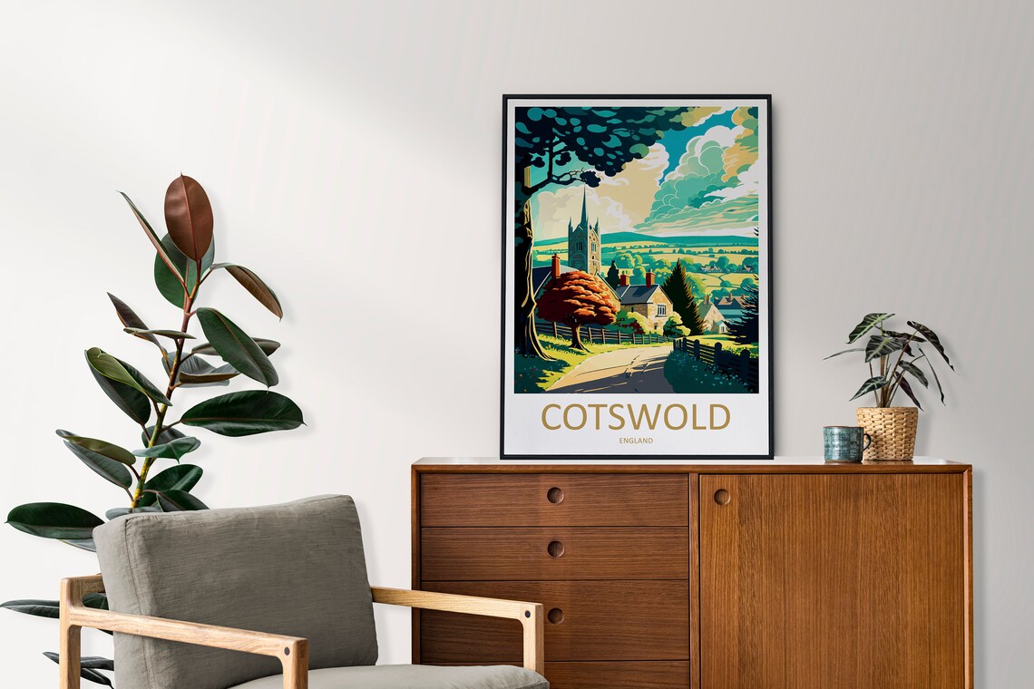 Cotswolds Landscape Travel Poster, England Decor - Image 2