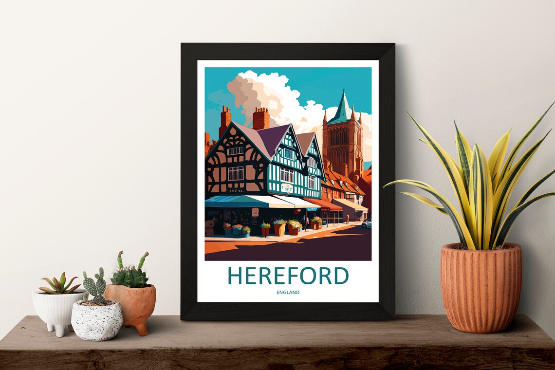 Hereford Travel Poster, England Wall Art Print - Image 3