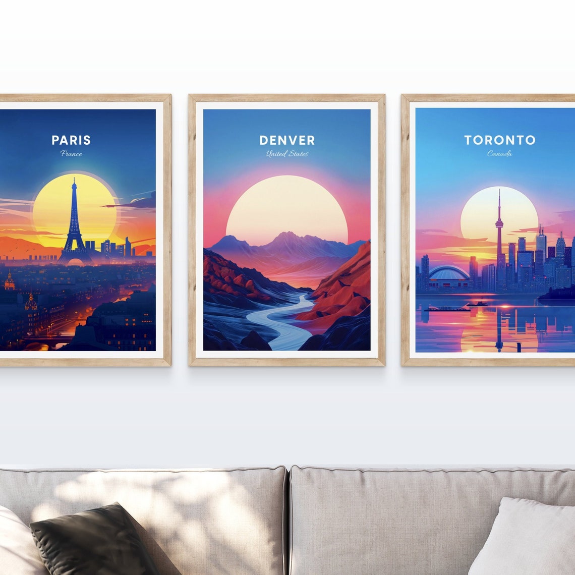 Denver Colorado Mountain River Valley Sunset Landscape Travel Poster - Image 4