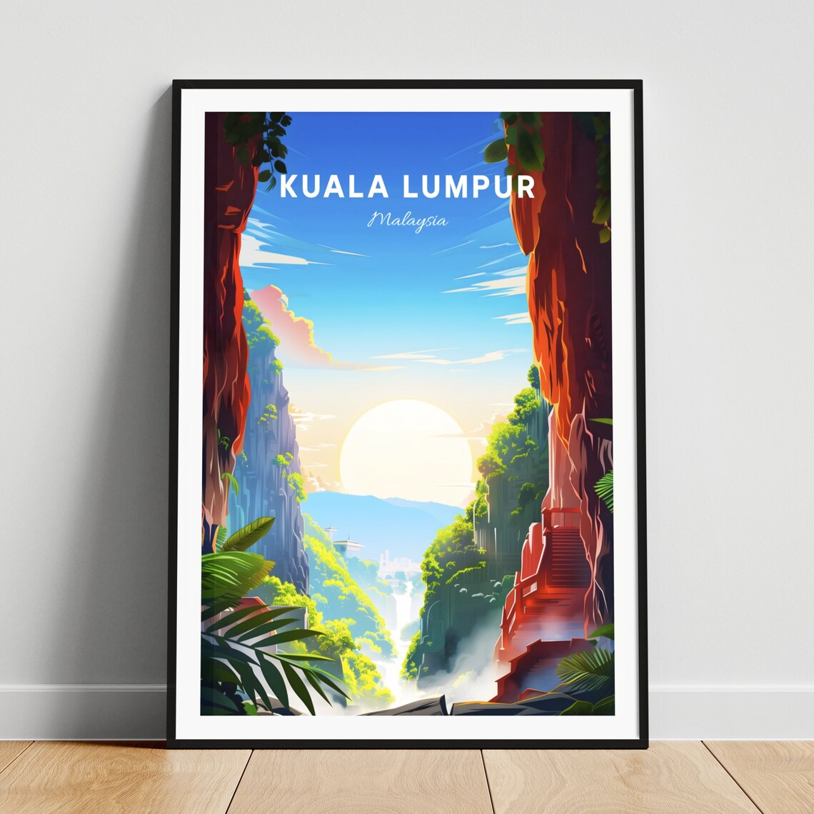 Langkawi Malaysia Lush Rainforest Waterfall Bridge View Poster